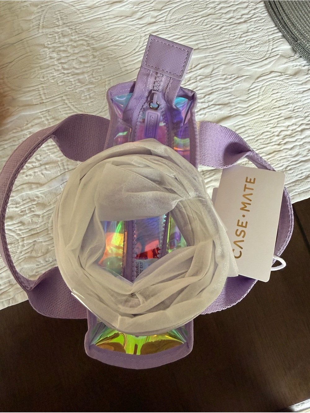 NWT Case-Mate Lavender Iridescent Crossbody Tote with shoulder strap. - Picture 3 of 3